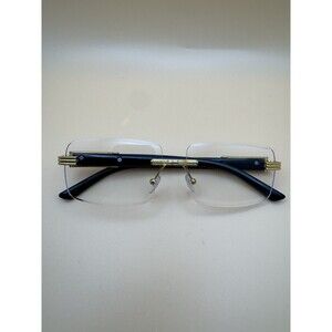 Men Gold Black Rimless Clear Lens Panther Glasses⁠